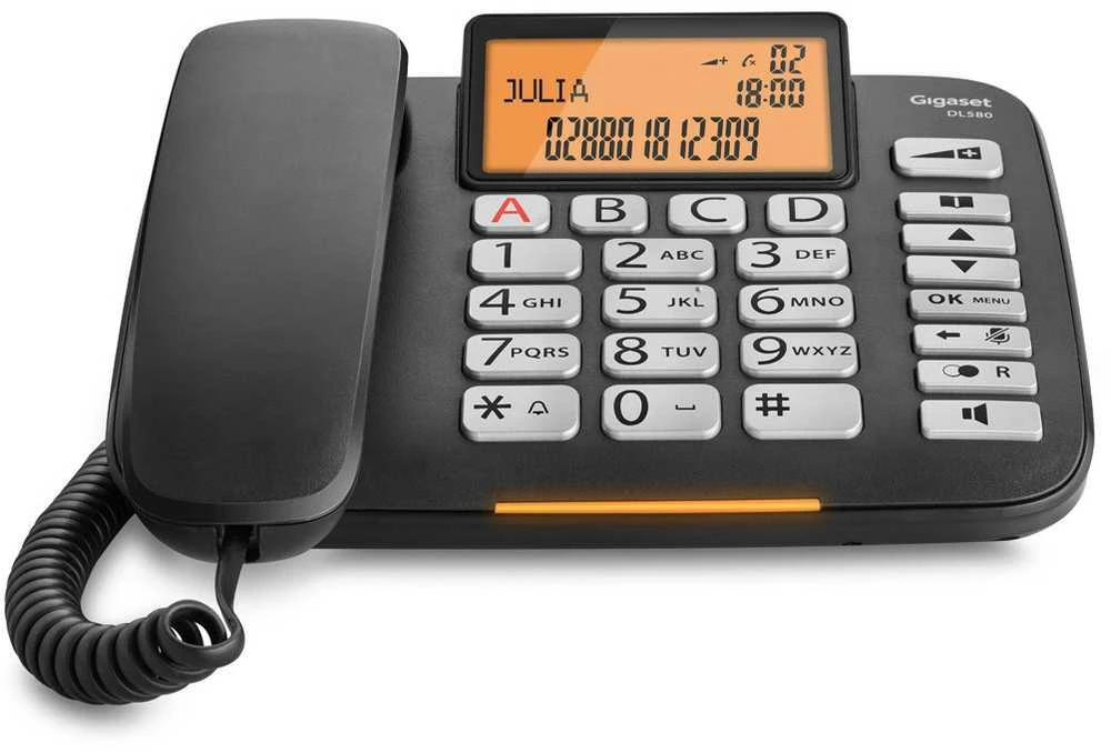 GIS Gigaset DL580 Analoginis telefonas Skambintojo ID Juoda