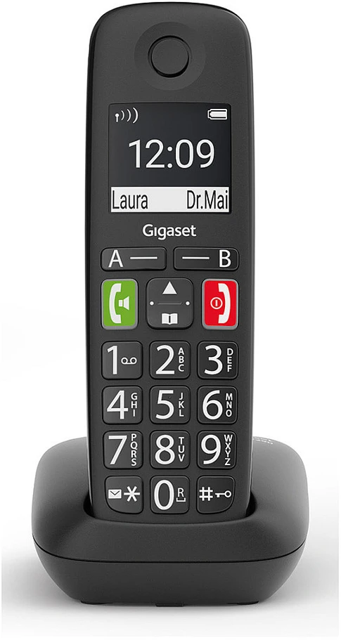 GIS Gigaset E290 Analoginio ryšio / DECT telefonas Skambintojo ID Juoda