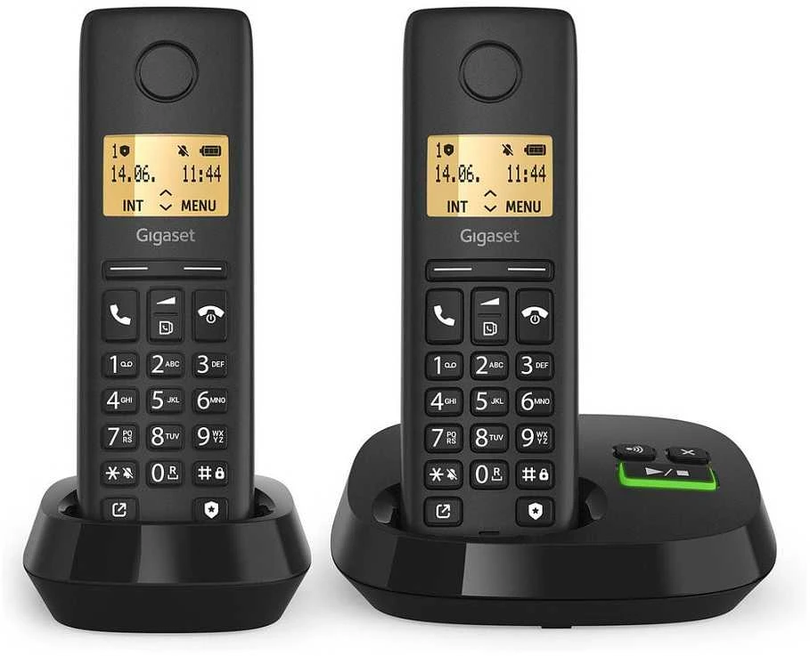 GIS Gigaset PURE 100A Duo Analoginio ryšio / DECT telefonas Skambintojo ID Juoda