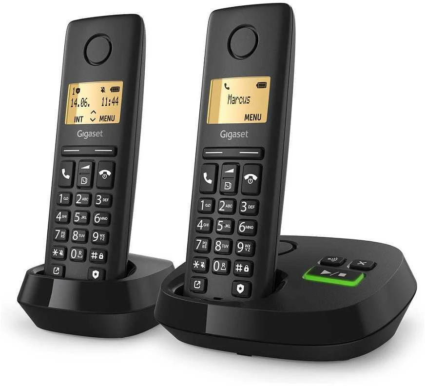 GIS Gigaset PURE 100A Duo Analoginio ryšio / DECT telefonas Skambintojo ID Juoda
