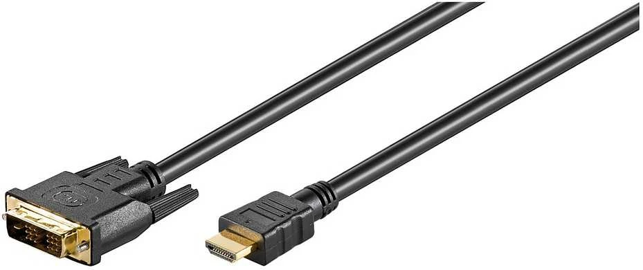 „Goobay“ | DVI-D/HDMI kabelis, padengtas auksu | DVI-D kištukas „Single-Link“ (18+1 kontaktų) | HDMI kištukas (A tipo) | HDMI į DVI-D | 1,5 m