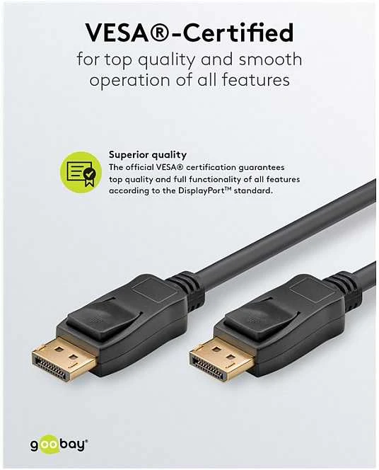 Goobay DisplayPort laidas su VESA sertifikatu