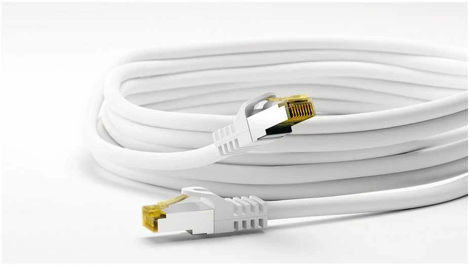 Goobay 2m RJ45 pataisinis kabelis CAT 6A S/FTP (PiMF), 500 MHz, su CAT 7 neapdorotu kabeliu, baltas LSZH be halogenų, varinis