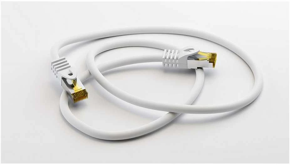 Goobay 2m RJ45 pataisinis kabelis CAT 6A S/FTP (PiMF), 500 MHz, su CAT 7 neapdorotu kabeliu, baltas LSZH be halogenų, varinis