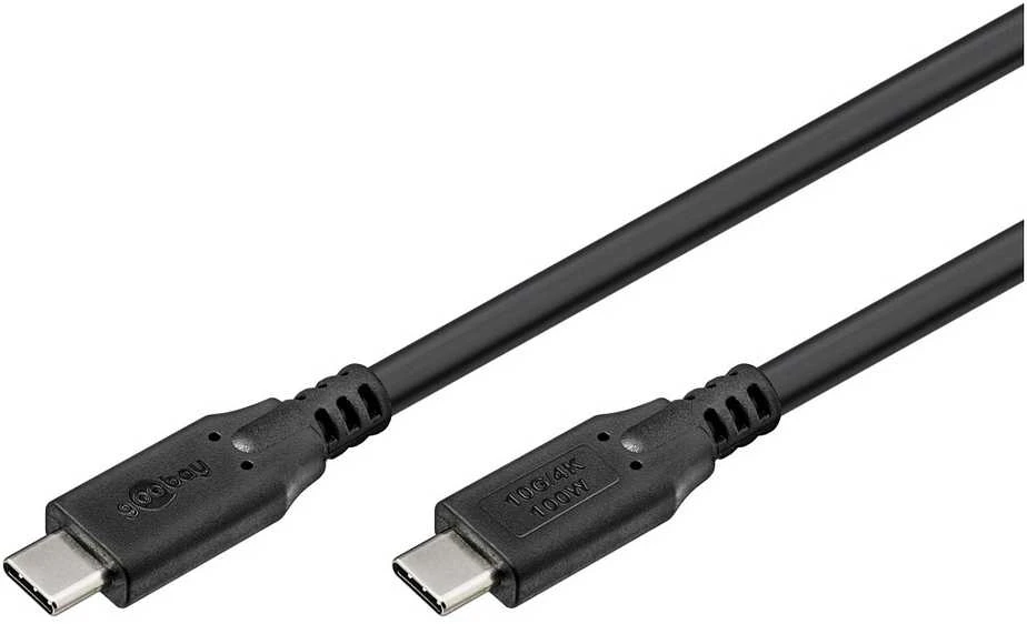 „Goobay“ | USB-C laidas, USB 3.2, 100 W, 10 Gbit/s, maitinimo šaltinis, 1 m, Juodas
