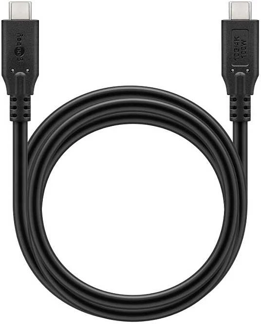 „Goobay“ | USB-C laidas, USB 3.2, 100 W, 10 Gbit/s, maitinimo šaltinis, 1 m, Juodas