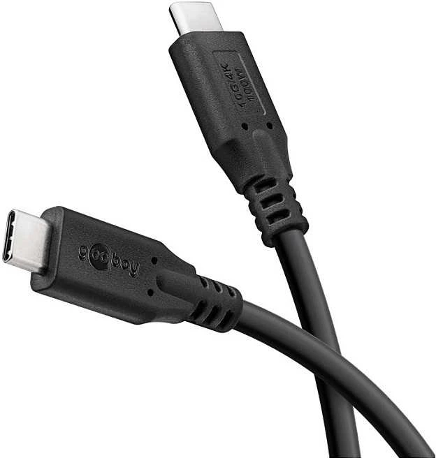 „Goobay“ | USB-C laidas, USB 3.2, 100 W, 10 Gbit/s, maitinimo šaltinis, 1 m, Juodas