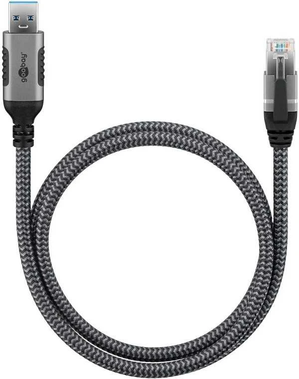 Kabelis USB Goobay USB-A - RJ-45 2 m Juodai-sidabrinė (70498)