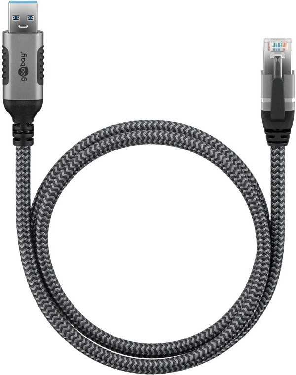 Kabelis USB Goobay USB-A - RJ-45 3 m Juodai-sidabrinė (70499)