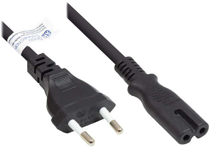 Good Connections Maitinimo kabelis Alcasa Alcasa P0370-S050 maitinimo kabelis juodas 5m maitinimo kištukas C tipo C7 panelis