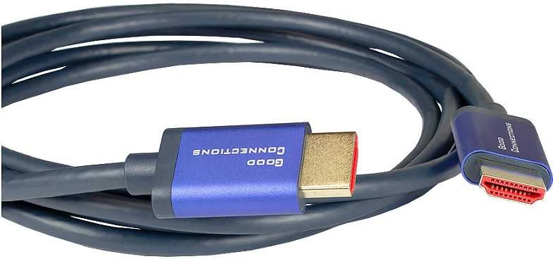 Mėlynas HDMI laidas su matomomis jungtimis