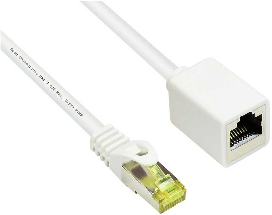 Good Connections RJ45 Patch cable extension withCat.7 RohCable and latch protection (RNS), S/FTP, PiMF, halogen free, 600MHz, OFC, baltas, 0,5m, Good Connections (8070VR- 005W)