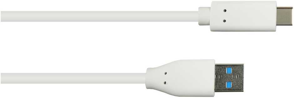 USB kabelis Alcasa USB-A - USB-C 1 m, baltas (2831-AC010W)