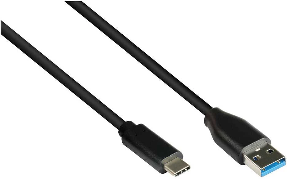 USB kabelis Alcasa USB-A - USB-C 0,5 m juodas (2831-AC005S)