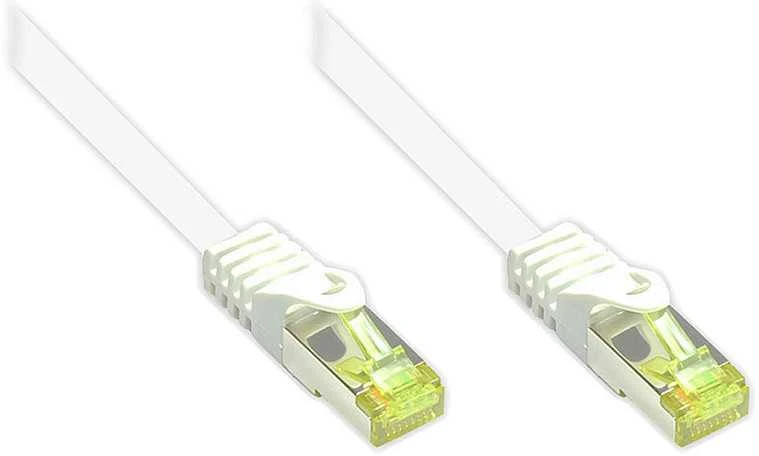 „Good Connections“ RJ45 komutacinis kabelis su Cat.7 žaliu kabeliu ir apsauga nuo įspraudimo (RNS®), S / FTP, PiMF, be halogenų, 600MHz, OFC, Baltas, 50m, ® (8070R-500W)