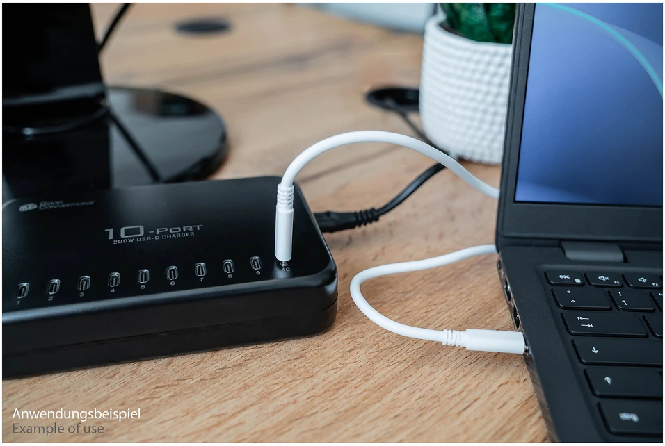 Good Connections GC USB stalinio kompiuterio greito įkrovimo stotelė 200 W, 10 prievadų (10x USB-C™), juoda