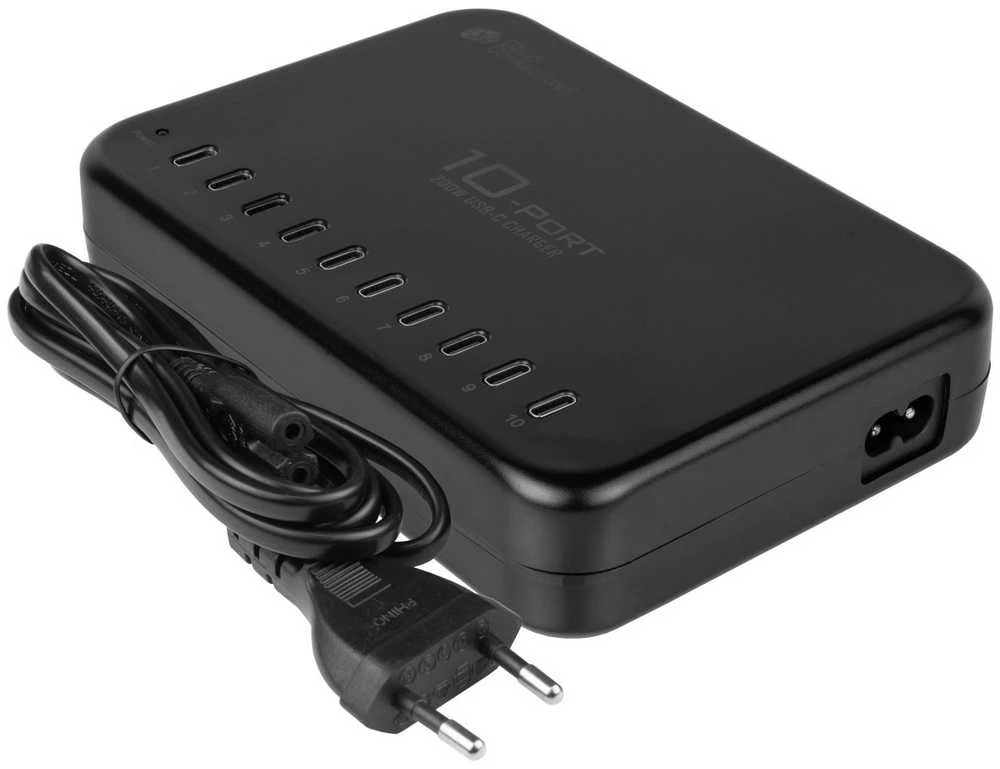 Good Connections GC USB stalinio kompiuterio greito įkrovimo stotelė 200 W, 10 prievadų (10x USB-C™), juoda