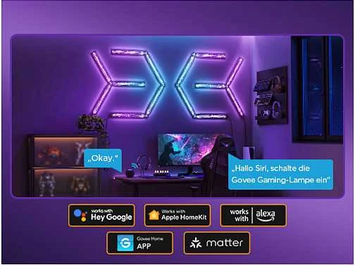 Govee H6063 žaidimų sieninis šviestuvas | Oświetlenie LED | RGBIC, 2,4 GHz Wi-Fi + Bluetooth