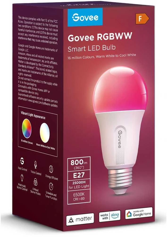 Govee H6008 RGBWW išmanioji 9W LED lemputė E27
