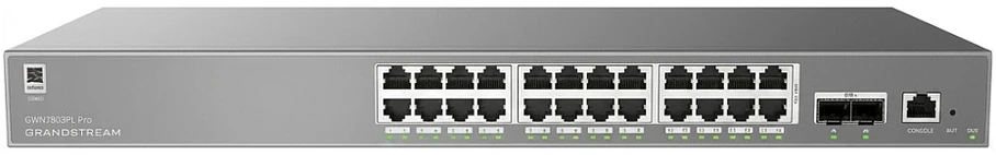 Šakotuvas „GrandStream“ komutatorius „Grandstream GWN 7803PL PRO AV POE 24GE 2SFP+“ valdomas L2++ komutatorius