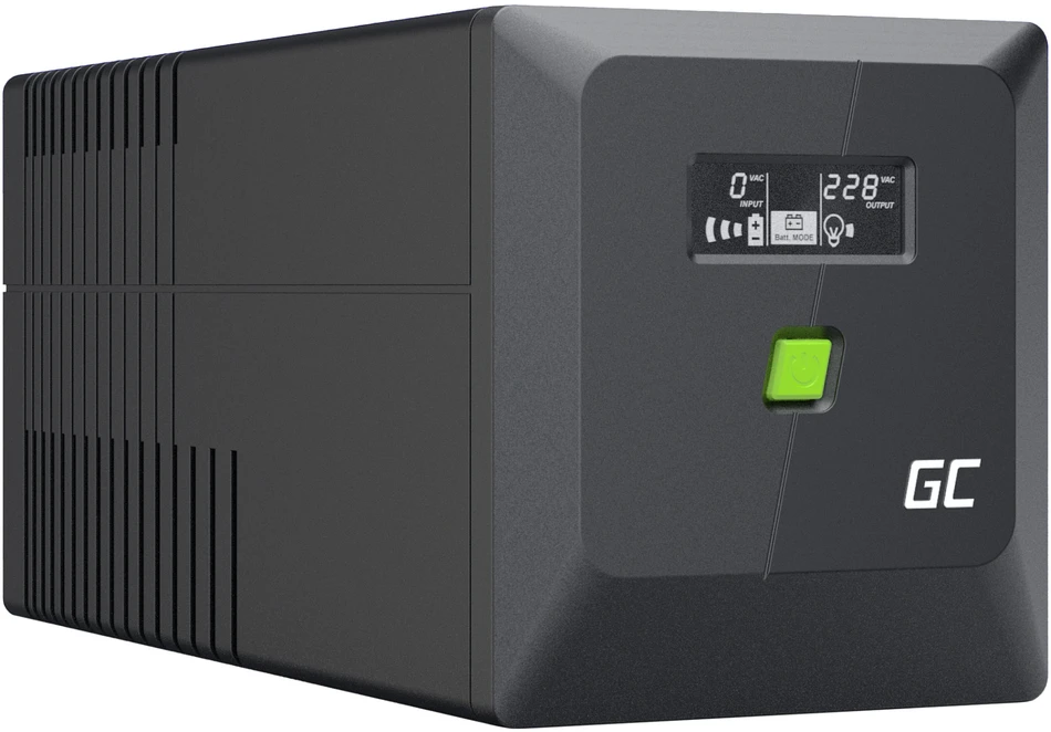 Green Cell Žalias Cell Nepertraukiamo maitinimo šaltinis (UPS) Greencell 1000VA 700W PowerProof su LCD ekranu