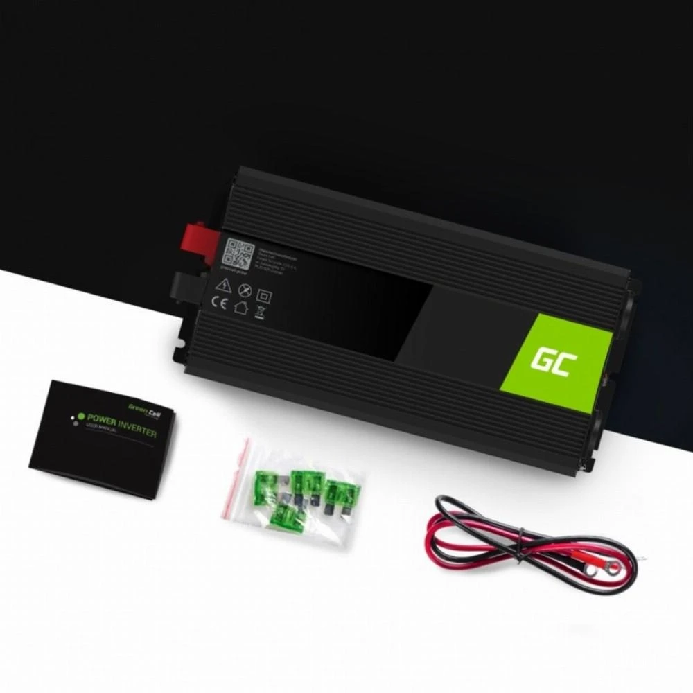 Inverteris 12V/230V 1500W/3000W Modifikuota sinusinė išėjimo įtampa Green Cell