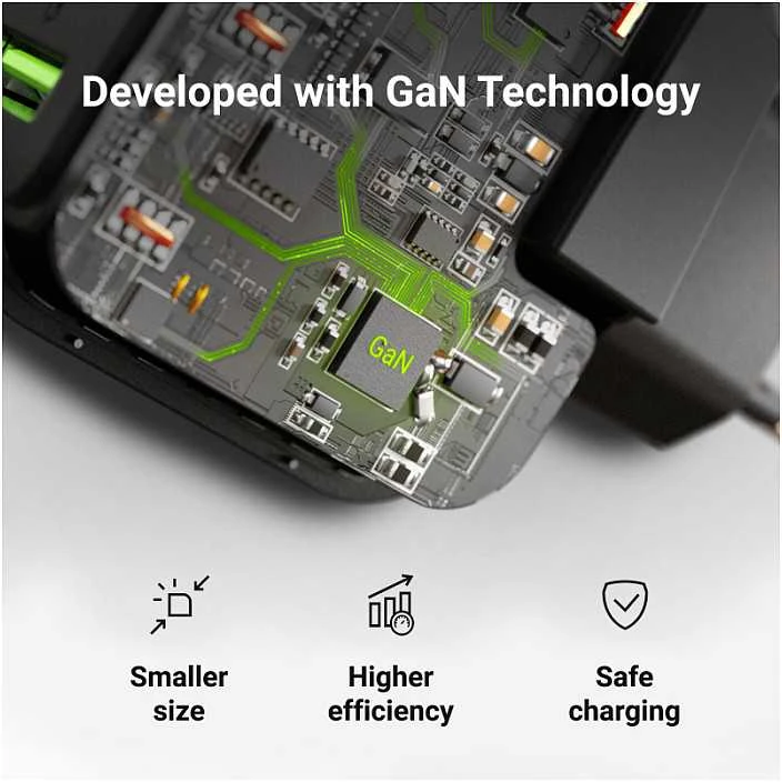 Green Cell Žalias Cell Žalias CELL Charger PowerGaN 65W 2x USB-C PD 1x USB-A UC GaN