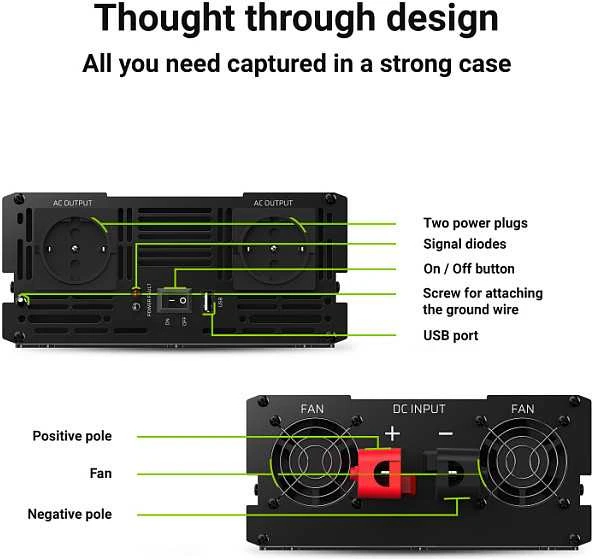Žalias Cell Inverteris 24V/230V 3000W/6000W Sinusinė išėjimo įtampa Žalias Cell
