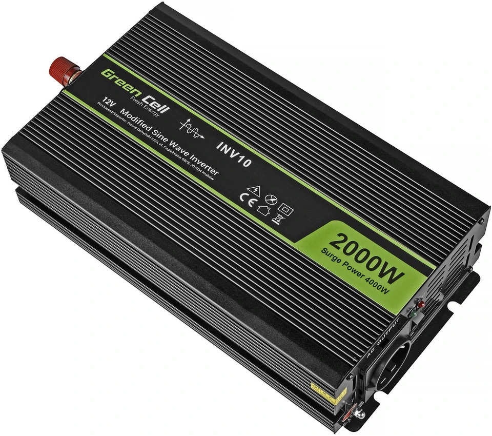 Green Cell Žalias Cell Inverteris 12V/220V 2000W/4000W Modifikuota sinusinė išėjimo įtampa Žalias Cell
