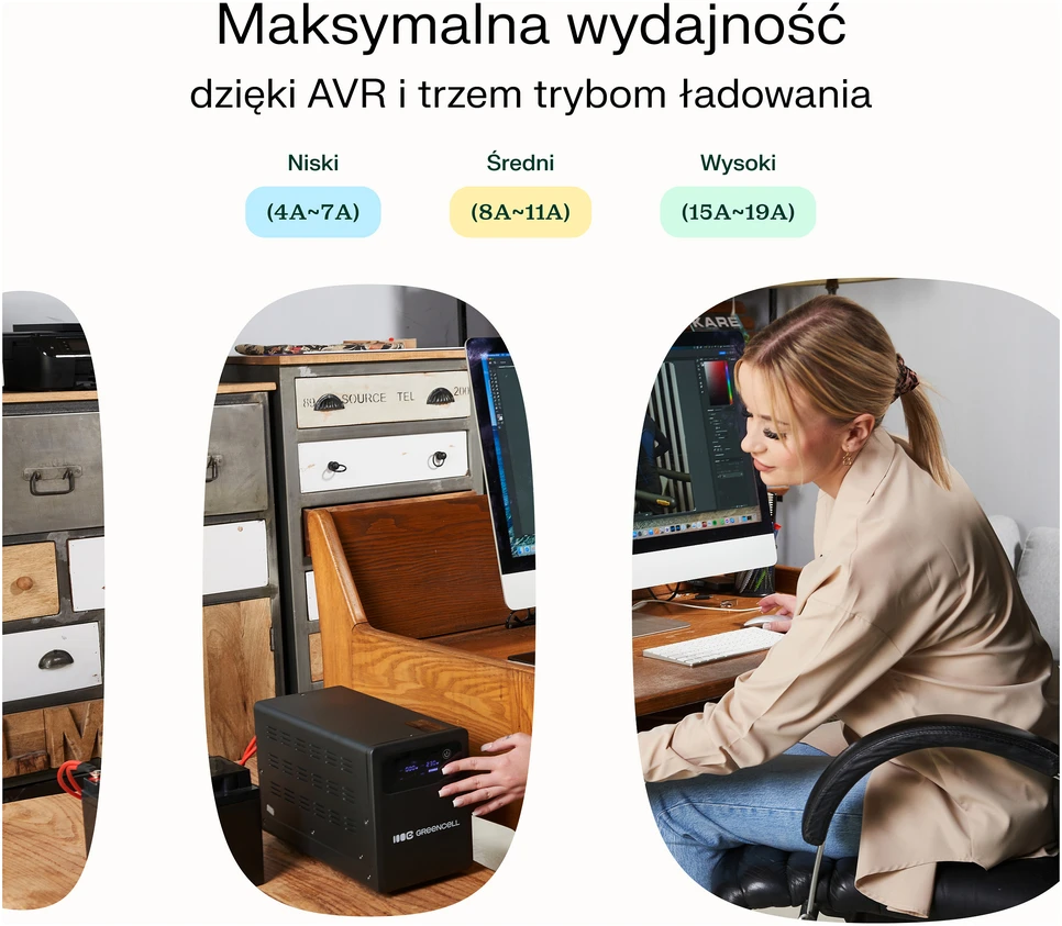 Green Cell Žalias Cell Žalias Cell nepertraukiamo maitinimo šaltinis (UPS) 2000 VA 1200 W su LCD ekranu