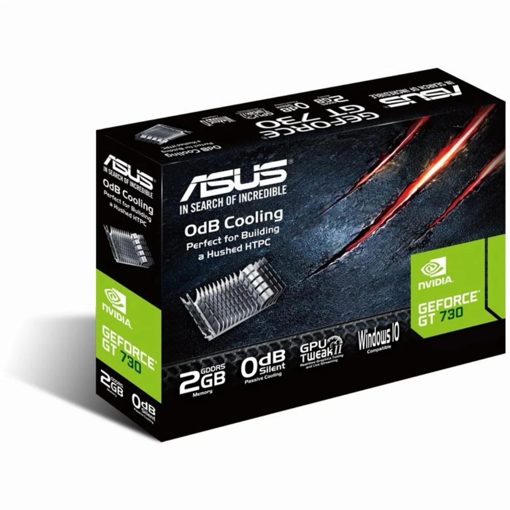 Asus | GF GT730-SL-2GD5-BRK | NVIDIA | 2 GB | GeForce GT 730 | GDDR5 | Aušinimo tipas Pasyvus | DVI-D jungtys kiekis 1 | HDMI jungtys kiekis 1 | PCI Express 2.0 | Atminties takto dažnis 5010 MHz | Procesoriaus dažnis 902 MHz