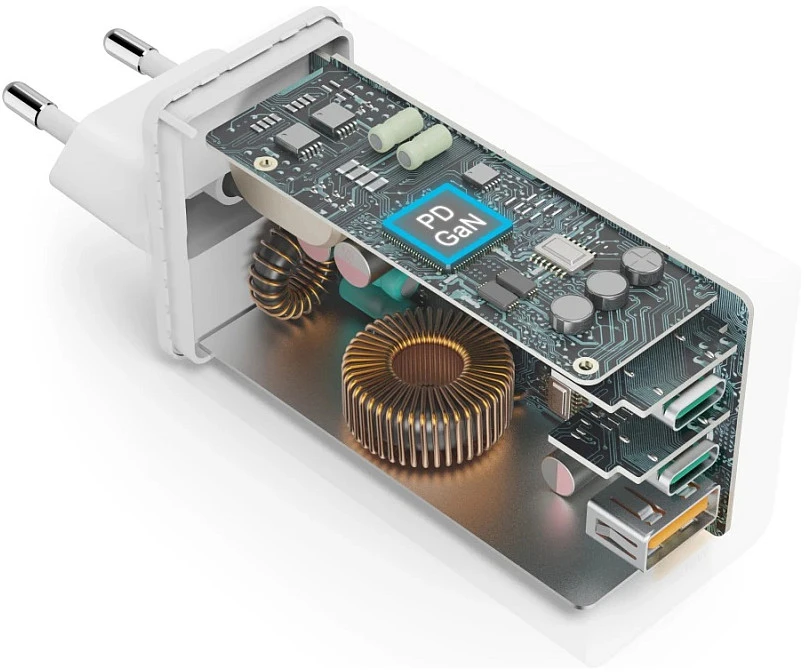 Hama mini 100W GaN PD/QC 2x USB-C, 1x USB-A balta