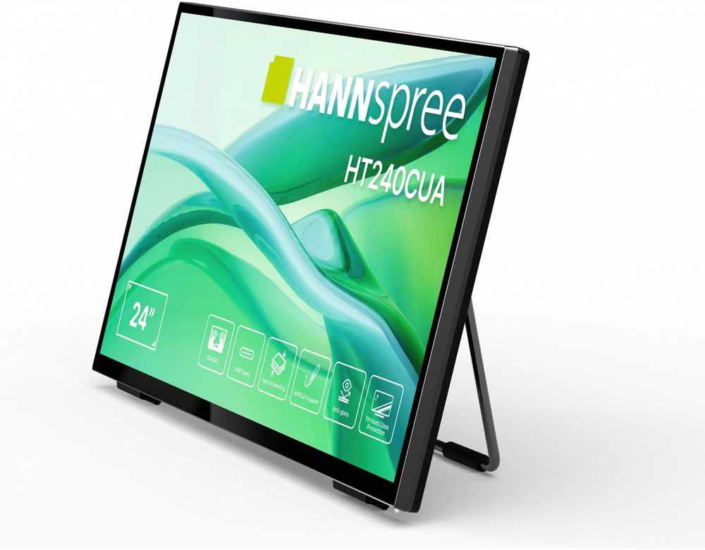 Monitorius Hannspree HT240CUA monitorius komputerowy 60,5 cm (23.8") 1920 x 1080 px Full HD LED Ekran dotykowy Juodas