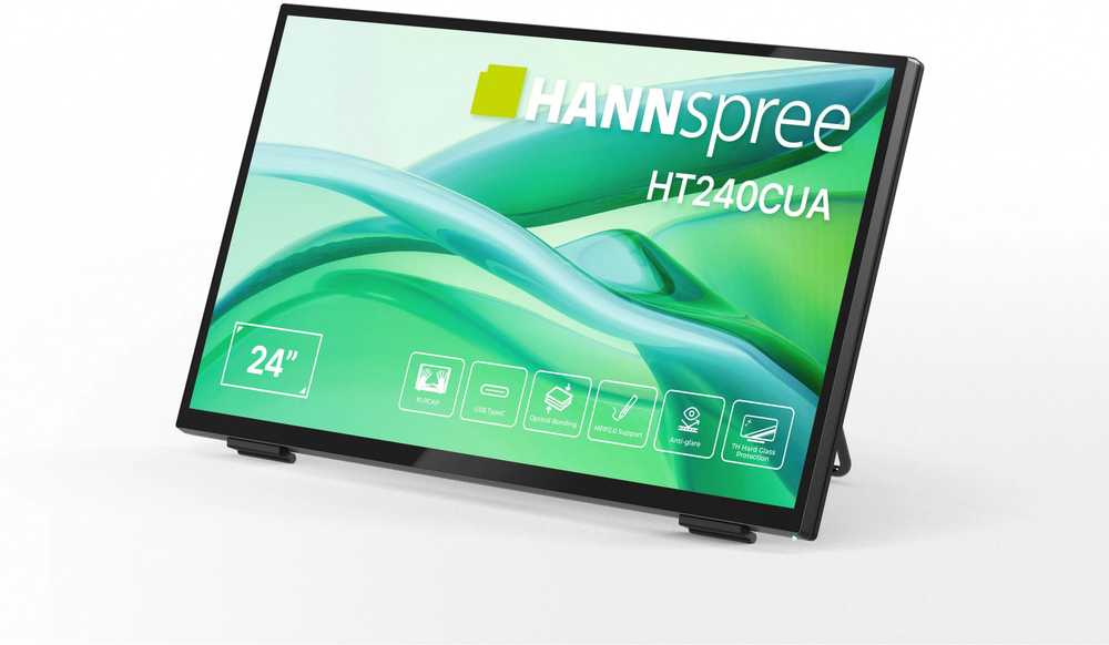 Monitorius Hannspree HT240CUA monitorius komputerowy 60,5 cm (23.8") 1920 x 1080 px Full HD LED Ekran dotykowy Juodas