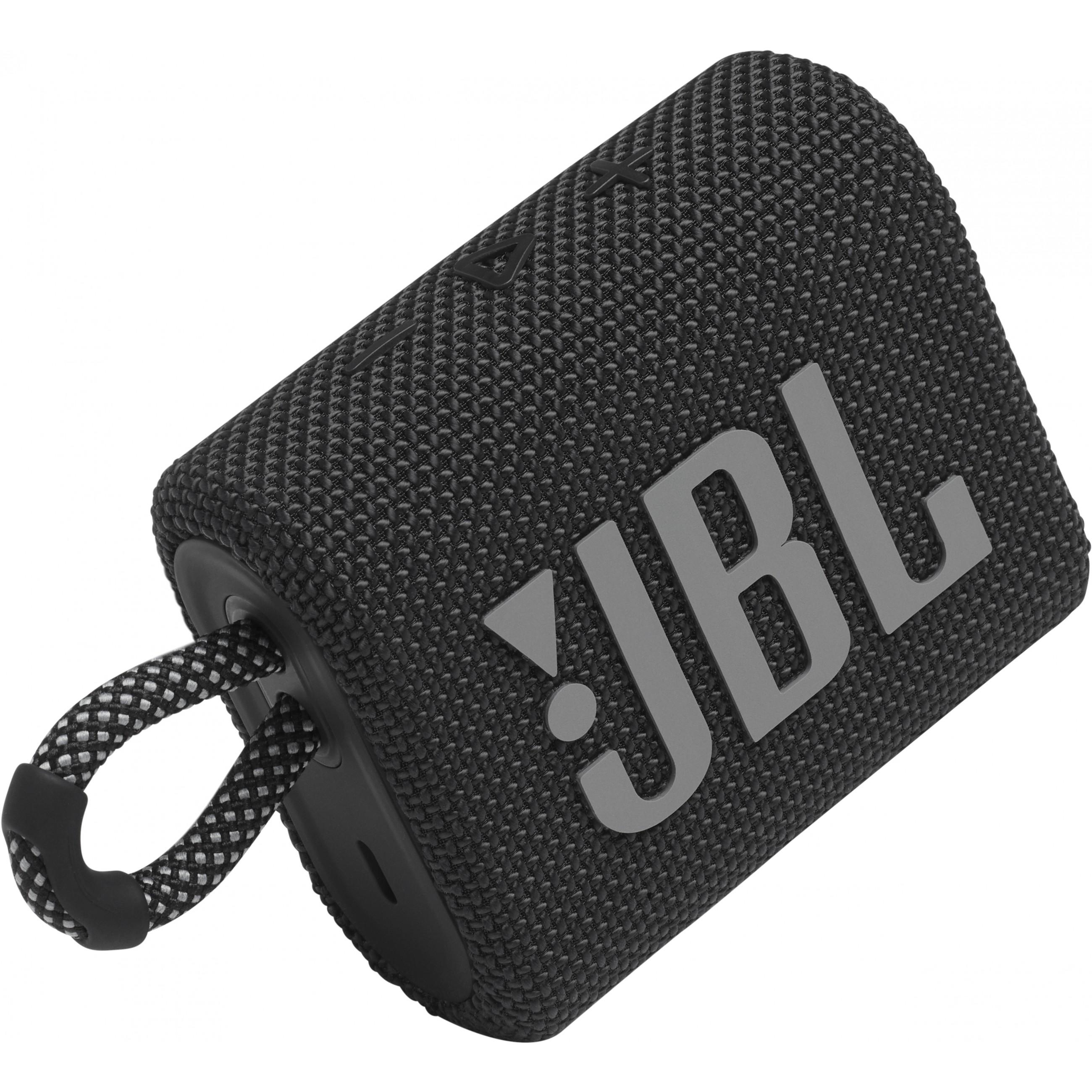 JBL GO 3 nešiojama kolonėlė, Atspari vandeniui, Juoda