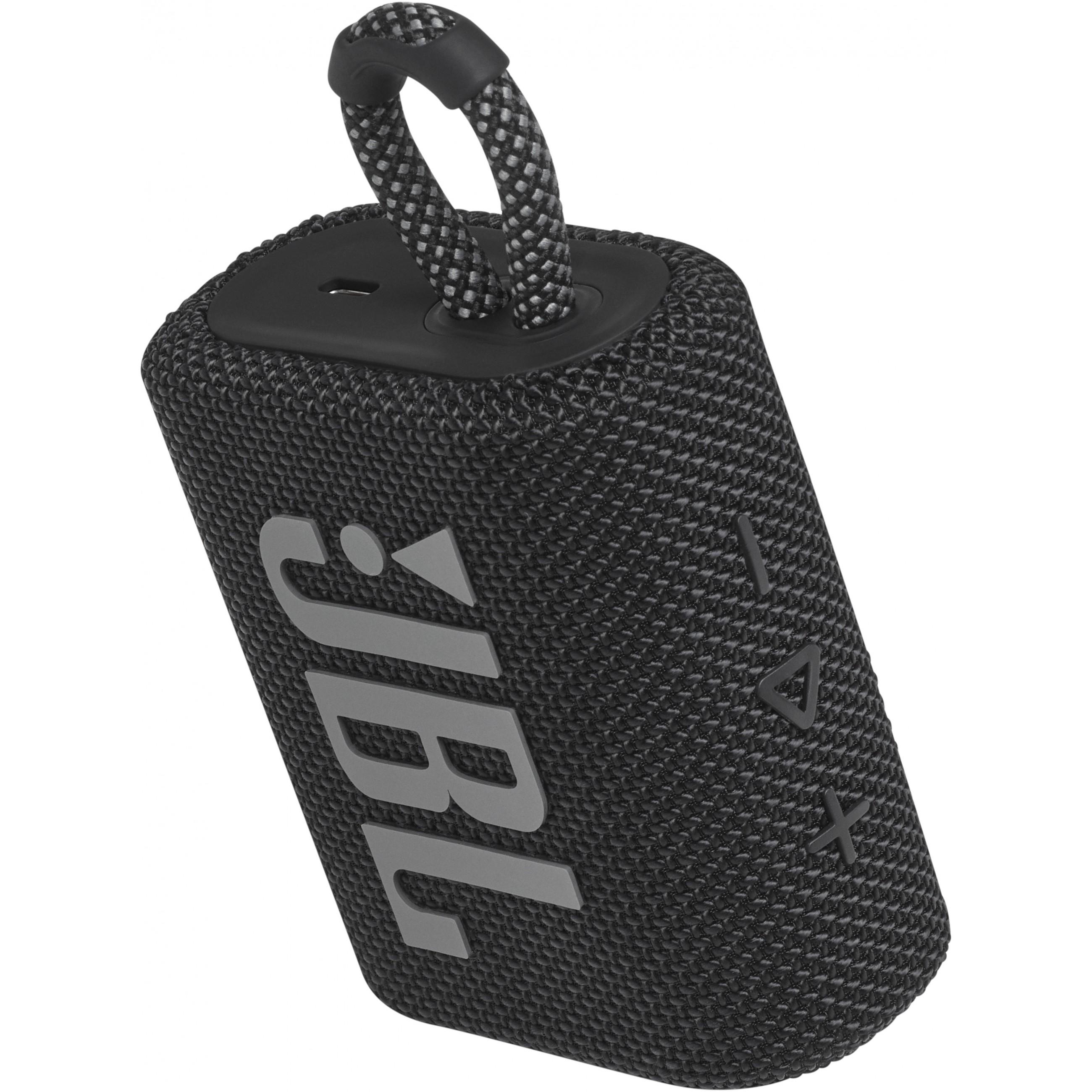 JBL GO 3 nešiojama kolonėlė, Atspari vandeniui, Juoda