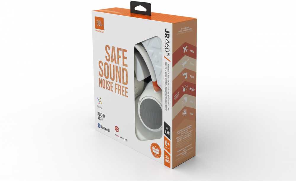 Belaidės saugaus klausymo ausinės vaikams JBL JR460NC su mikrofonu