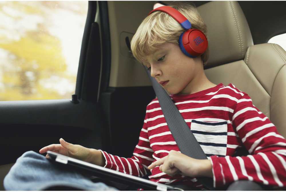 Saugaus klausymo ausinės vaikams JBL JR310BT, su mikrofonu, Raudonos