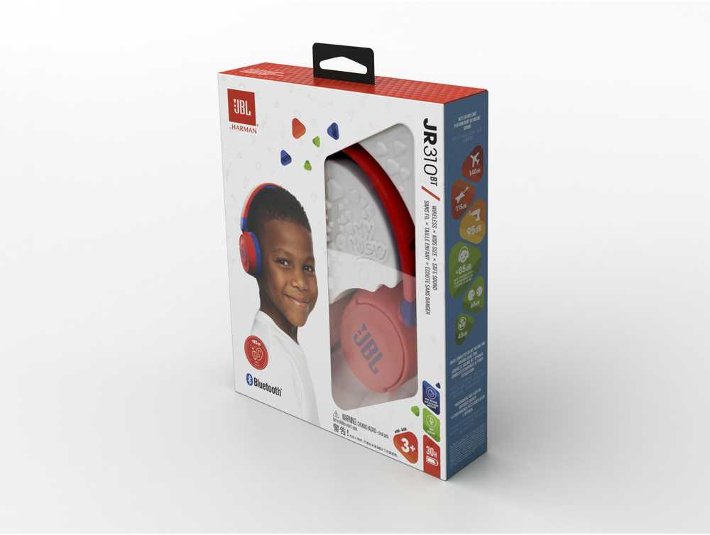 Saugaus klausymo ausinės vaikams JBL JR310BT, su mikrofonu, Raudonos