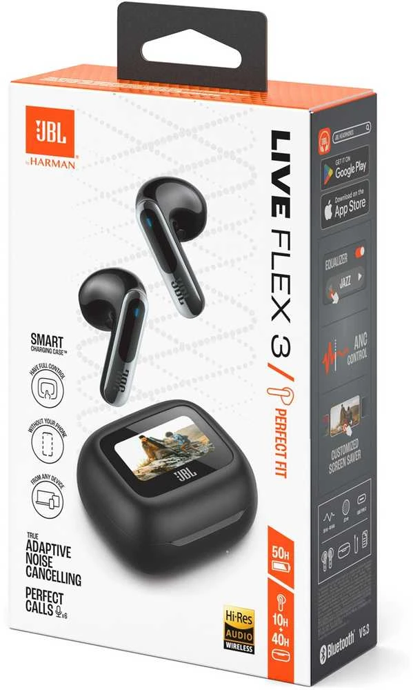 JBL Live Flex 3 TWS ausinės, Juodos
