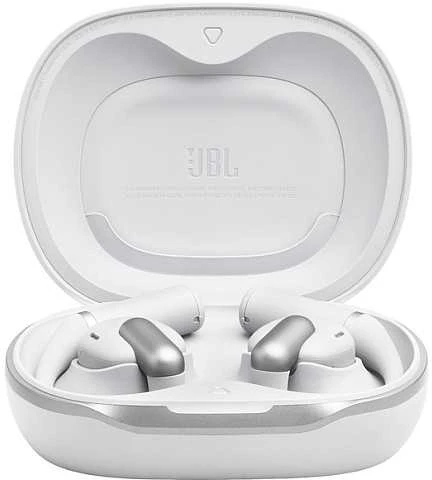 JBL Sense Pro belaidės ausinės atidarytame įkrovimo dėkle