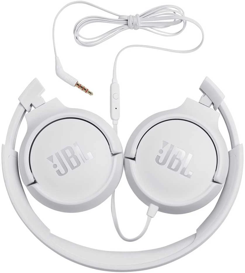 Lengvos ir patogios Ausinės JBL Tune 500 Pure Bass sound su mikrofonu, Baltos