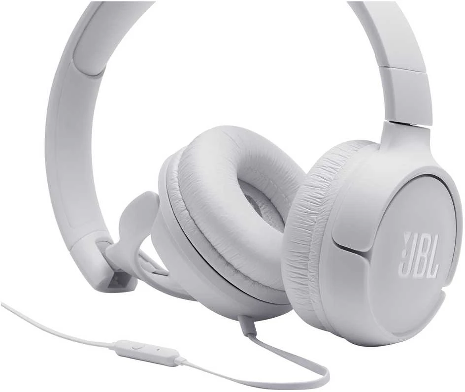 Lengvos ir patogios Ausinės JBL Tune 500 Pure Bass sound su mikrofonu, Baltos