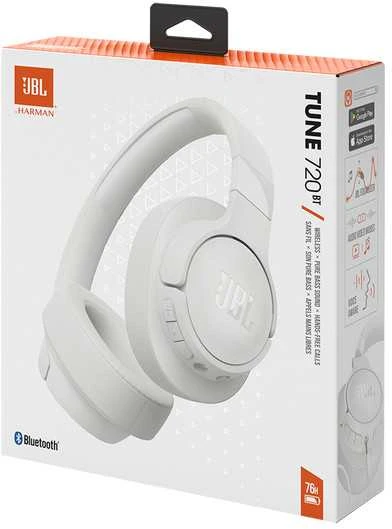 Belaidės ausinės JBL Tune 720BT, Baltos spalvos