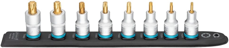 Hazet SmartRail 1/2" Steckschlüsseleinsatz-Satz TORX, 8-teilig (juodas, T20 - T60, kurz)