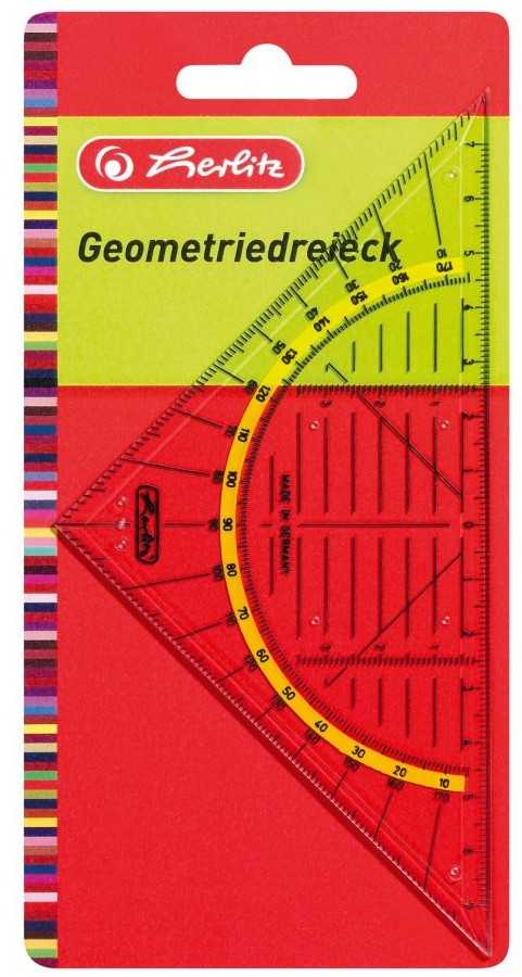 Herlitz geometrijos trikampis plastikas 16 centimetrų, kvadratinis (skaidrus)