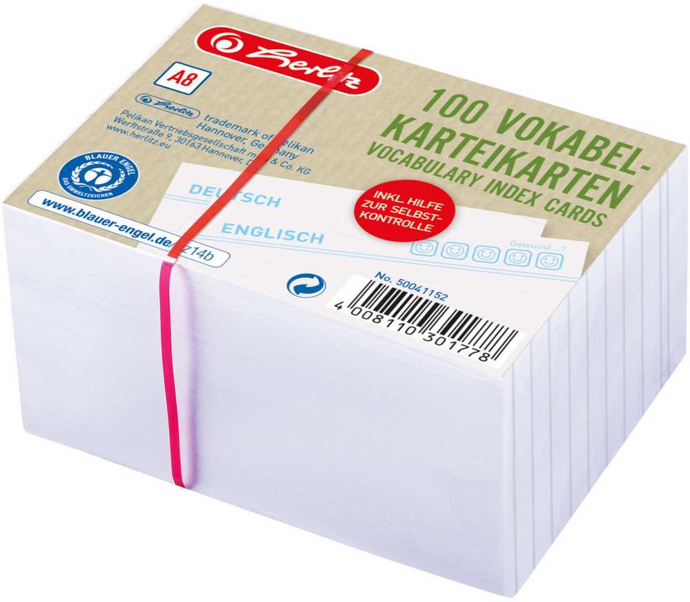 Herlitz Karta indeksowa A8 Słownictwo w linię balta Bl.Engel 100 vnt.