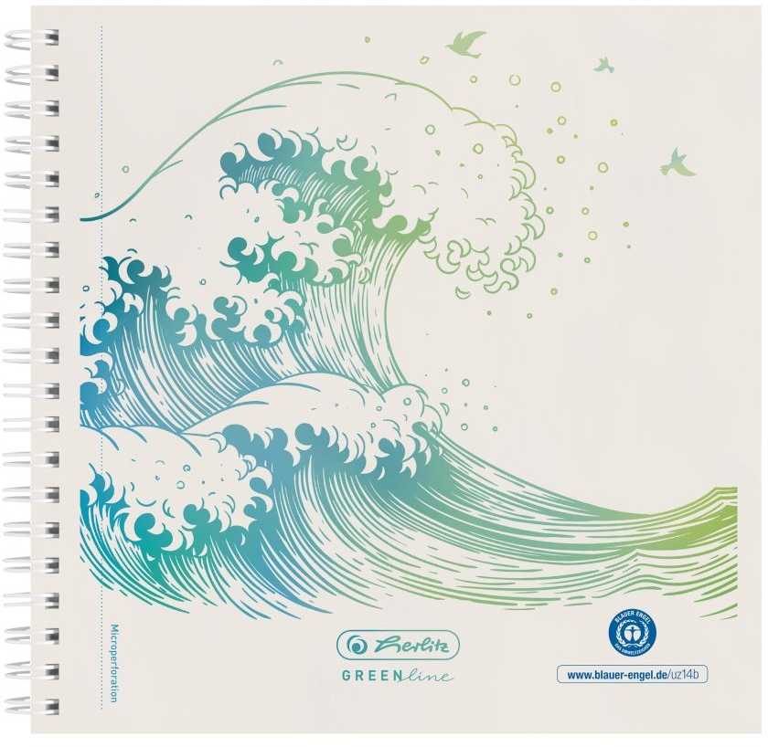 Herlitz Spiralblock 14,8x14,8 100Bl.punktiert GREENline* Well