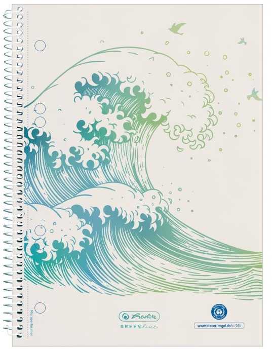 Herlitz Spiralblock A5 70 Bl. w kratkę GREENline fala