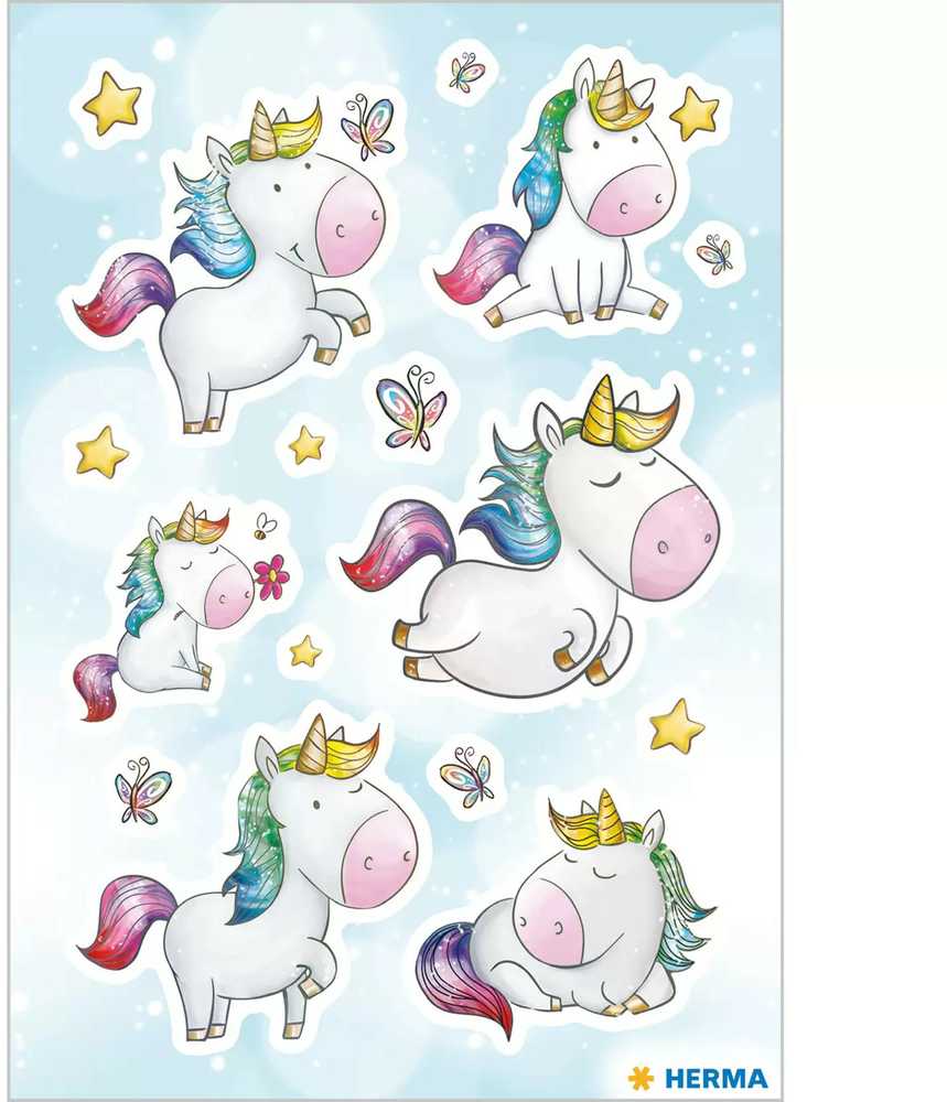 Herma Unicorn žvaigždės audinio lipdukai, brangakmenis - 15402